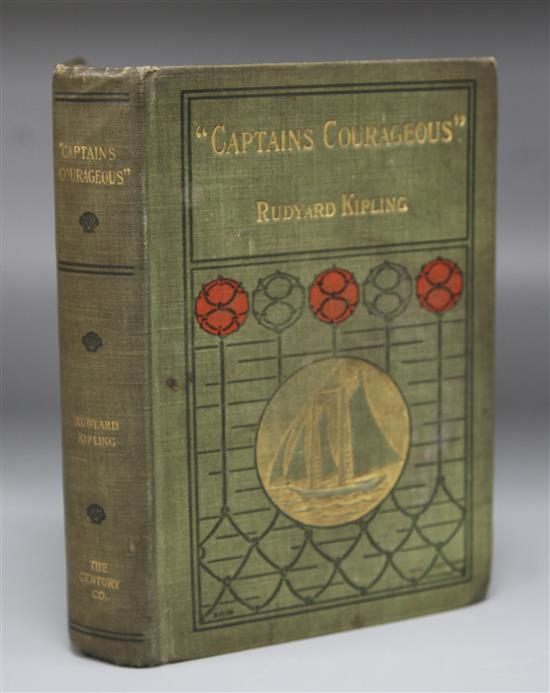 Kipling, Rudyard - Captains Courageous, 1st American edition, illustrated by I.W. Taber, gilt cloth, worn,